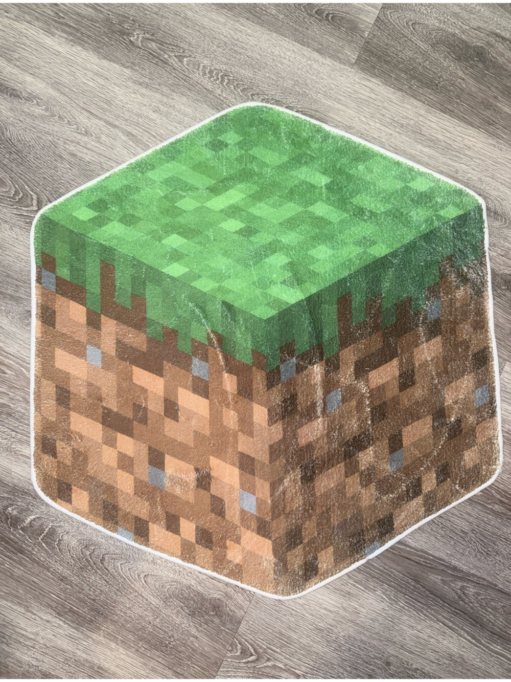 Minecraft Grass Block Rug Green Brown 27x28” Pixel Game Theme Pictorial Mat